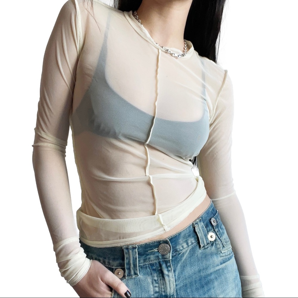 PRISCAVERA Mesh Long Sleeve Tee